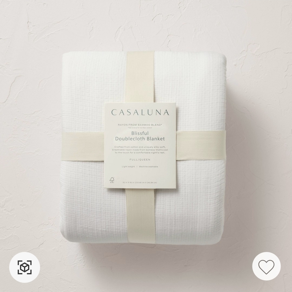 Casaluna Blissful Doublecloth Blanket in White